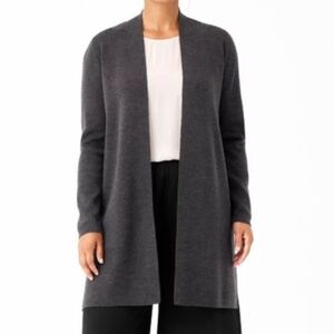 Eileen Fisher Gray Merino Wool Long Cardigan Sweater